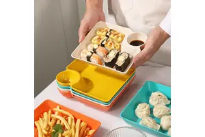 Creative Japanese Square Plastic Food Snack Dessert Plate Household Dumpling Vinegar Sushi Plate