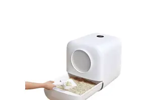 Fully Enclosed Anti-Splash Automatic Cat Litter Box with Fresh Air Electric Intelligent Deodorant PP Material Toilet Accessory