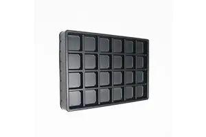 Custom Disposable 24 Compartment 0.7mm Black PS Plastic Vacuum Forming Chocolate Trays Insert for Chocolate Boxes